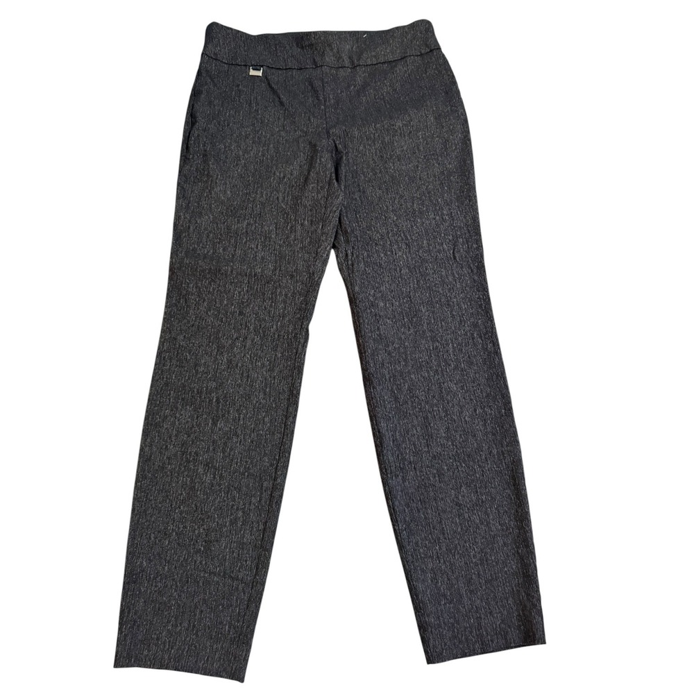 Alfani Gray Marled Black Pull On Dress Pants Sz 14 Straight Leg Minimalist